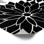 黒クールと灰色の花のフローラプリント ポスター (角)