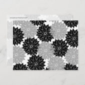 黒クールと灰色の花のフローラプリント ポストカード (正面/裏面)