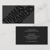 黒クールはっきりした印BLackタイポグラフィユニーク モダン 名刺 (正面/裏面)
