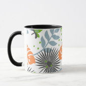 黒クールコントラストオレンジと緑のパターン マグカップ (左)