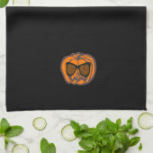 黒クールハロウィーンカボチャタオル キッチンタオル (折り畳み)