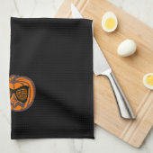黒クールハロウィーンカボチャタオル キッチンタオル (四つ折り)