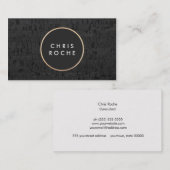 黒クールモダン円エンブレムコルクボード 名刺 (正面/裏面)