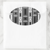 黒クールモダン白の矩形デザイン 楕円形シール (バッグ)