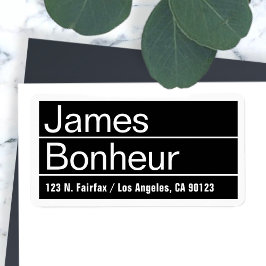 黒クールモダン白差出人住所 ラベル