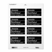 黒クールモダン白差出人住所 ラベル (フルシート)