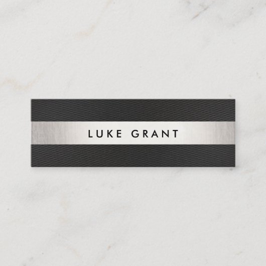 黒クールモダン銀ストライプのプロフェッショナルII スキニー名刺 (正面)