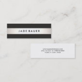 黒クールモダン銀ストライプの スキニー名刺 (正面/裏面)