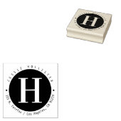 黒クール円モノグラムの差出人住所 ラバースタンプ (押印)