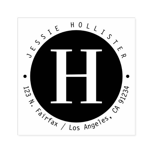 黒クール円モノグラムの差出人住所 ラバースタンプ (インプリント)