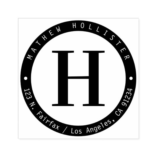 黒クール円モノグラム差出人住所 ラバースタンプ (インプリント)