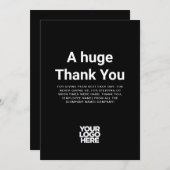 黒クール感謝You社員評価カード 招待状 (正面/裏面)