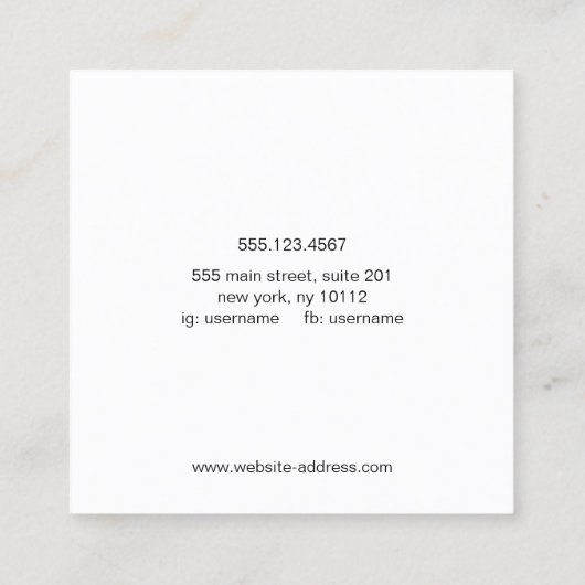 黒クール手書き書道スクエア スクエア名刺 (裏面)