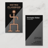 黒クール灰色の銅鋼管配管配管設備 名刺 (正面/裏面)