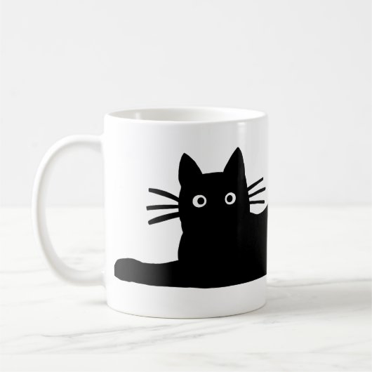 黒クール猫おもしろい猫かわいい コーヒーマグカップ (左)