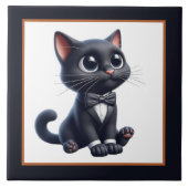 黒クール猫好き タイル (正面)