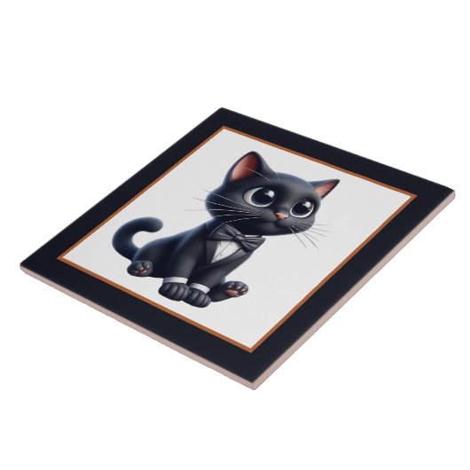 黒クール猫好き タイル (側面)
