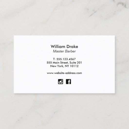 黒クール理容師はさみ名刺 名刺 (裏面)