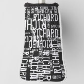 黒クール白タイポグラフィ ゴルフヘッドカバー (回転90)