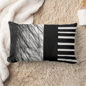 黒クール白ピローモダンシック ランバークッション (ブランケット)