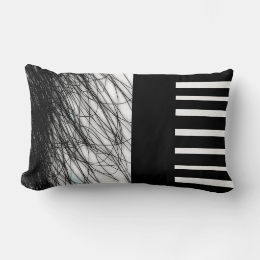 黒クール白ピローモダンシック ランバークッション (正面)
