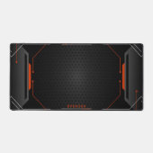 黒クール色とオレンジ色の幾何学的ゲーム背景 デスクマット (正面)