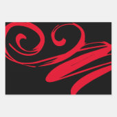 黒クール赤ギフト包装紙 ラッピングペーパーシート (正面)