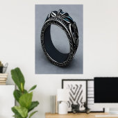 黒クール輪 | AIアートポスター ポスター (ホームオフィス)