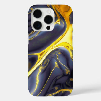 黒クール金ゴールド溶融大理石の流体テクスチャ iPhone 16 PROケース