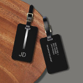 黒クール銀フェイクモノグラム ラゲッジタグ