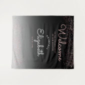 黒グラデエレガントィエントパステルピンクのスクリプト タペストリー (正面(横))