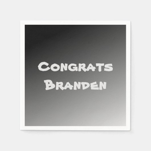 黒グラデーションおめでとう スタンダードカクテルナプキン (正面)