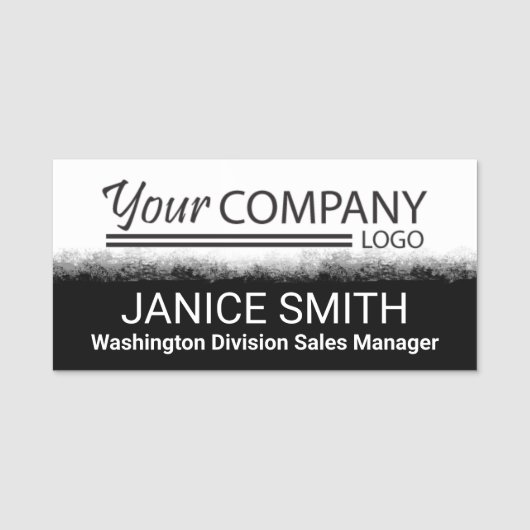 黒グラデーションのロゴブランドのコンベンショントレードショー 名札 (正面)