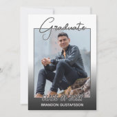 黒グラデーション灰色ホワイトミニマリスト卒業 案内状 (正面)