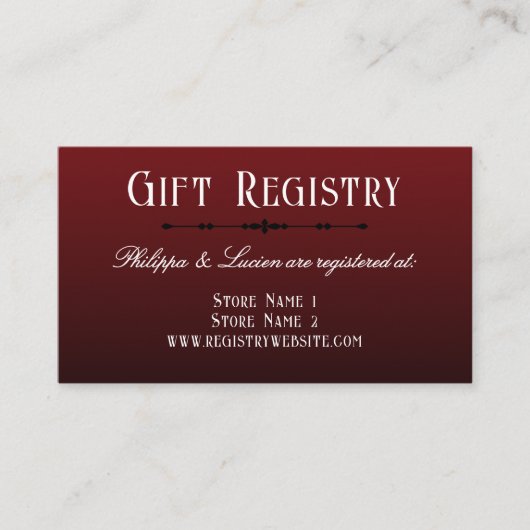 黒グラデーション赤ゴシック結婚ギフト簿 エンクロージャーカード (正面)