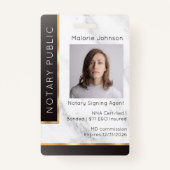 黒グラデーション金ゴールド大理石の公証人ID バッジ (正面)