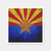 黒グランジアリゾナ州旗 スタンダードカクテルナプキン (正面)