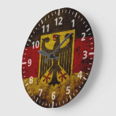 黒グランジドイツ国旗 ラージ壁時計 (傾斜)