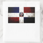 黒グランジドミニカ共和国国旗 長方形シール (バッグ)