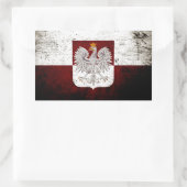 黒グランジポーランド国旗 長方形シール (バッグ)