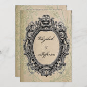 黒グランジヴィンテージフレーム結婚式招待状 招待状 (正面/裏面)