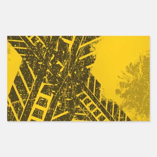 黒グランジ動揺して輪ロードマーキング 長方形シール (正面)