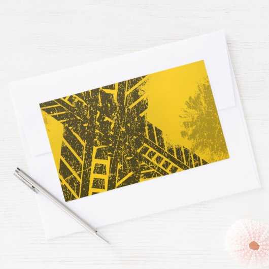 黒グランジ動揺して輪ロードマーキング 長方形シール (封筒)