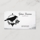 黒グランジ白クロウシルエットタトゥー 名刺 (正面)