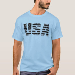 黒グランジ白USAタイポグラフィ Tシャツ