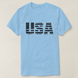 黒グランジ白USAタイポグラフィ Tシャツ