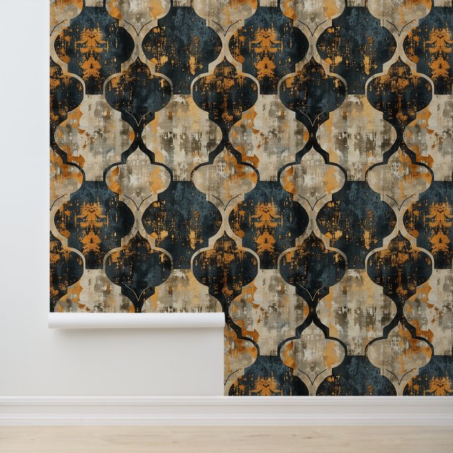 黒グランジ、ベージュ、茶色のブラシダマスクパターン 壁紙 (アプリケーション)