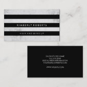 黒グランジ/白ストライプ色モダン 名刺 (正面/裏面)