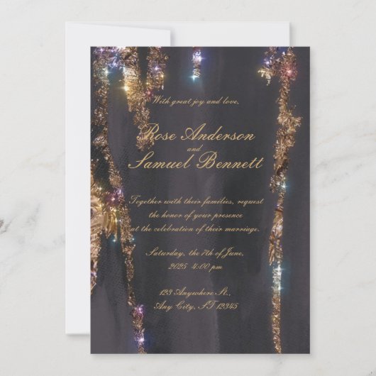 黒グリッターの結婚式招待状 招待状 (正面)