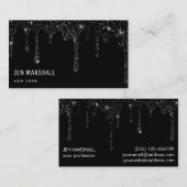 黒グリッター乾燥デザイン 名刺 (正面/裏面)